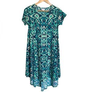 LuLaRoe Blue Aztec Print Carly Dress Size XXS